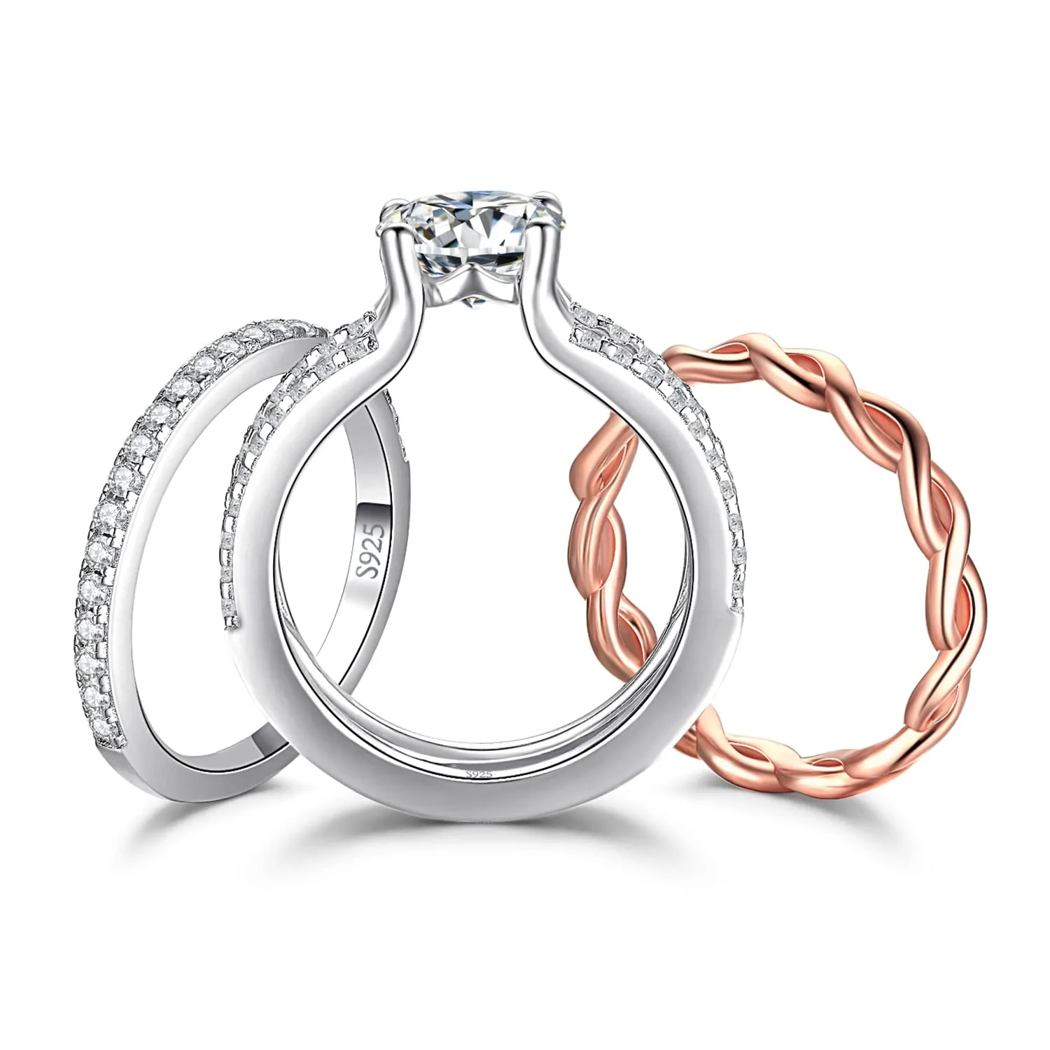 JewelryPalace Infinito Anello Argento 925 Moissanite Oro Rosa