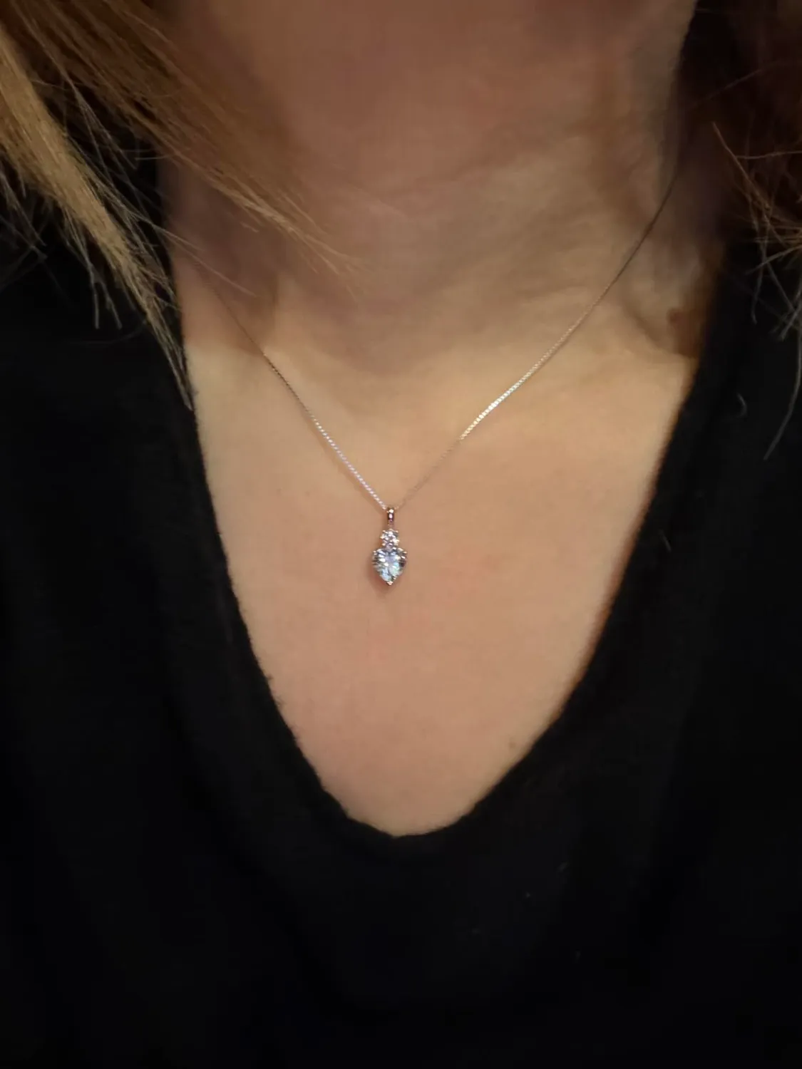 JewelryPalace 0.8ct collana cuore acquamarina argento 925 tre ori