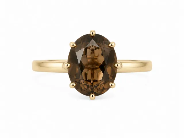 Victoria Jane Smoky Quartz anello oro 9ct quarzo fume