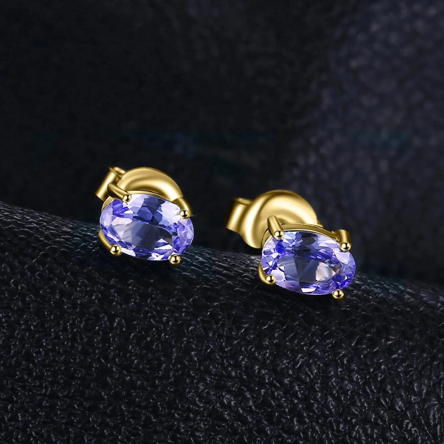 JewelryPalace 1ct Tanzanite Orecchini a Bottone Oro pietra ovale