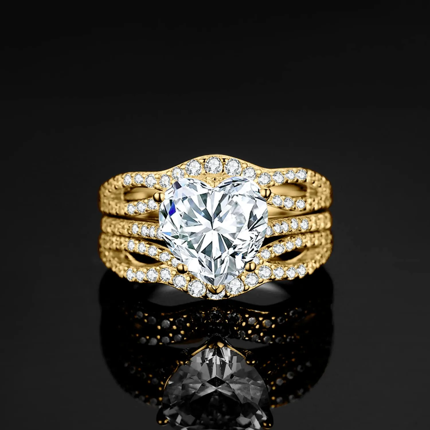 JewelryPalace 3ct Classici Cuore Anello Argento Misura 14.5
