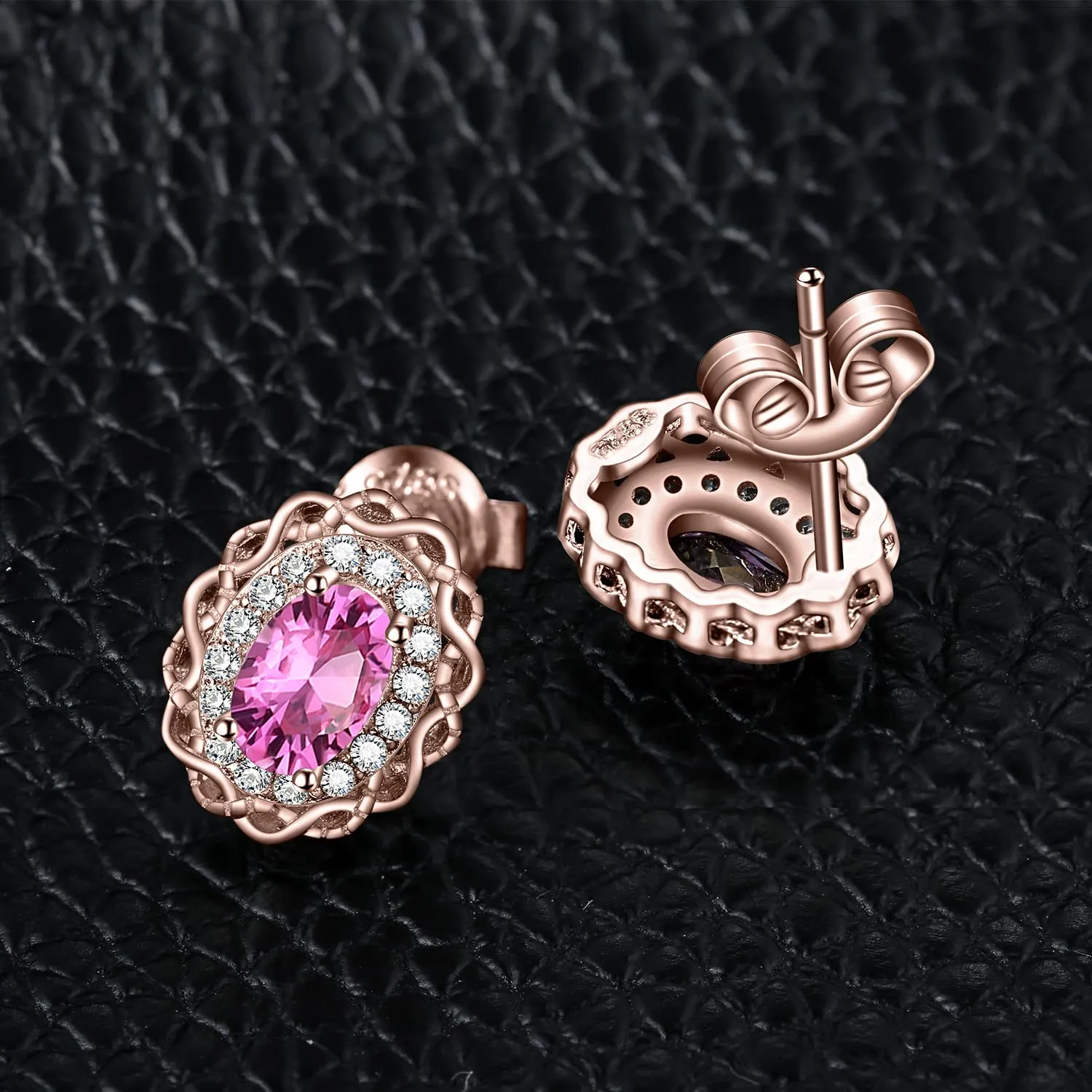 JewelryPalace Infinito Halo orecchini topazio rosa 1ct