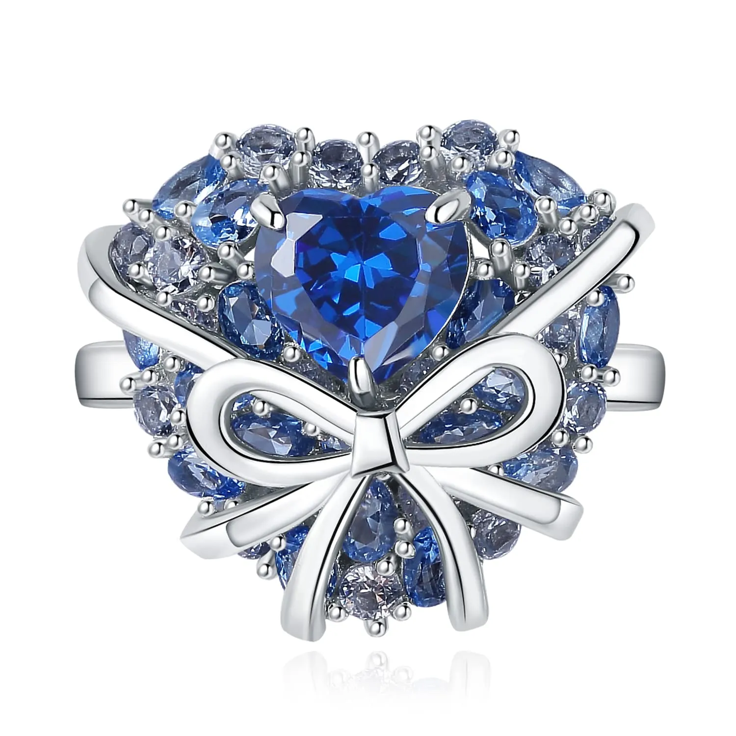 JewelryPalace Cuore 5ct anello zirconia blu argento