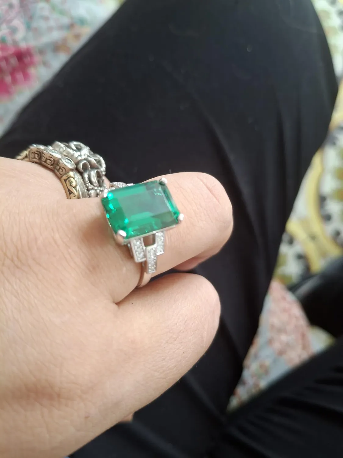 JewelryPalace 5.9ct Rettangolo anello cocktail argento verde