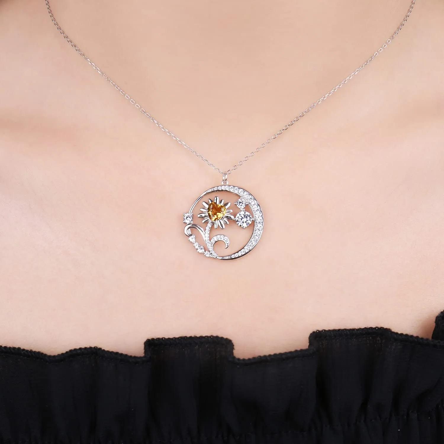 JewelryPalace Cuore Citrino Collana Argento 925 45 cm