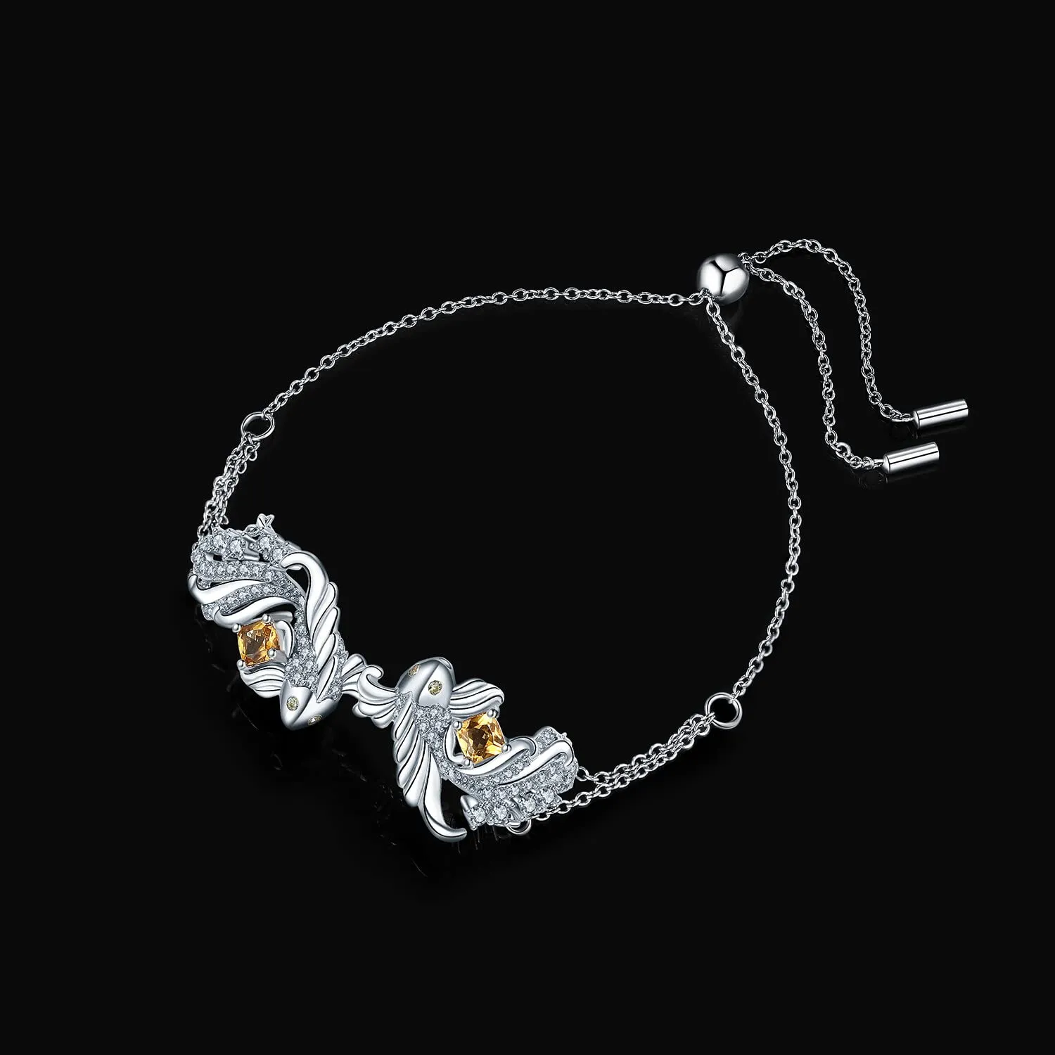 JewelryPalace 1.2ct Bracciale Carpe Koi Citrino Giallo Regolabile