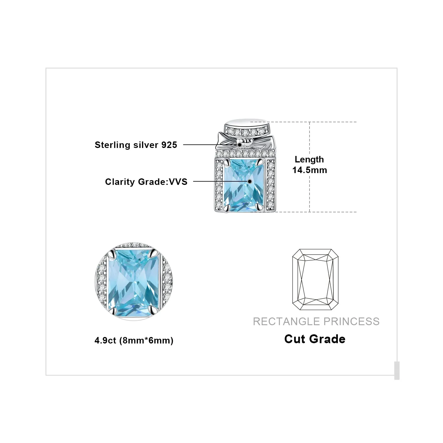 JewelryPalace Profumo 5.4ct orecchini argento 925 zirconia azzurra