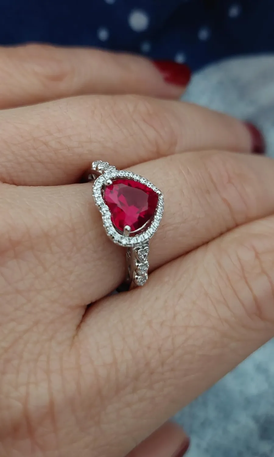 JewelryPalace Cuore dell'Oceano Halo anello rubino 14.5