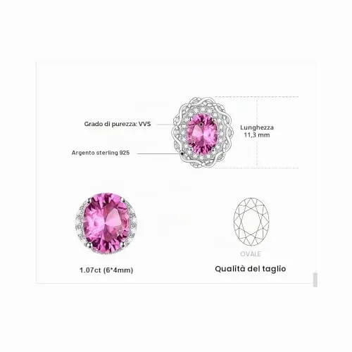 JewelryPalace Halo Infinito 1ct orecchini oro rosa topazio