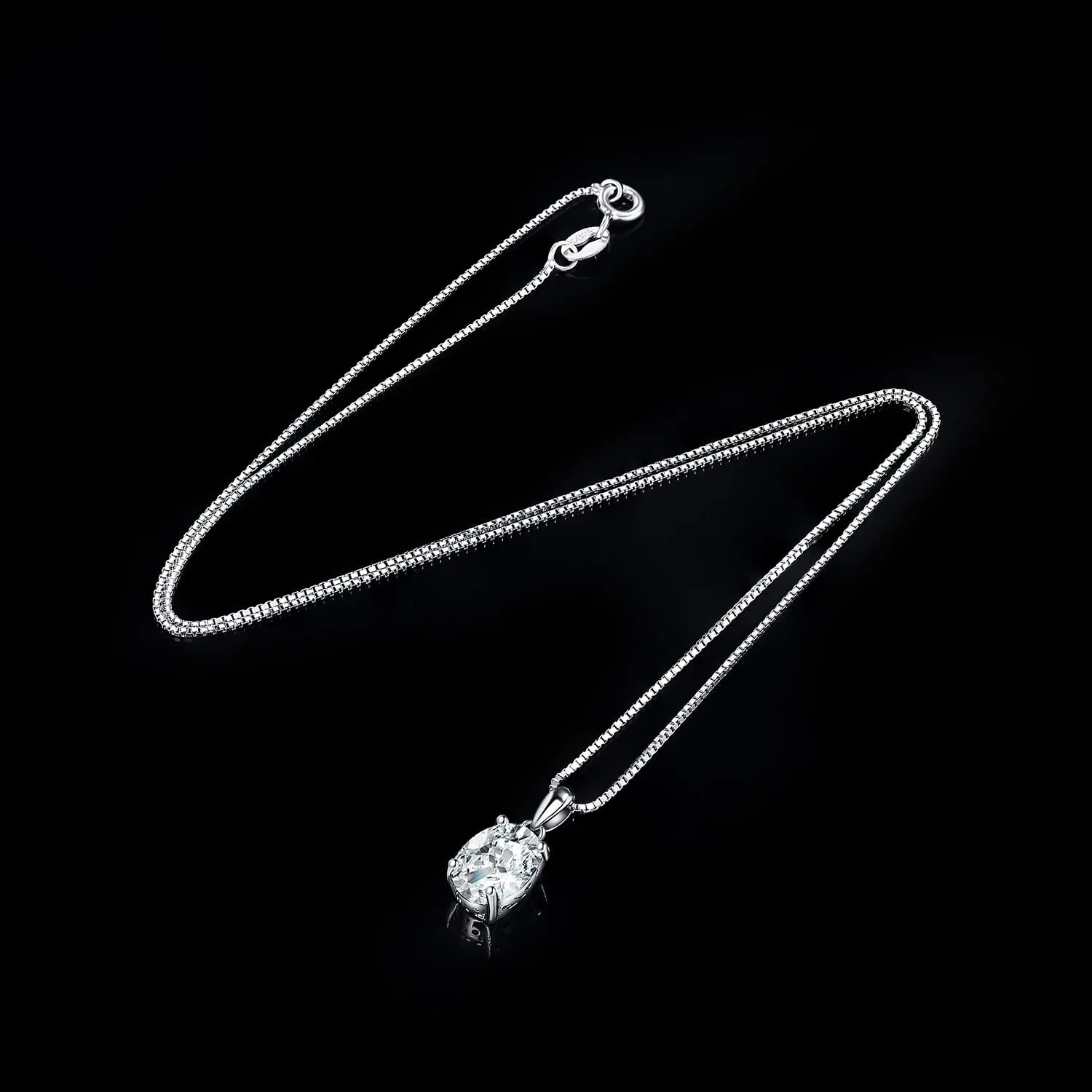 JewelryPalace Solitario Collana Argento 925 Zirconia 2ct Ovale