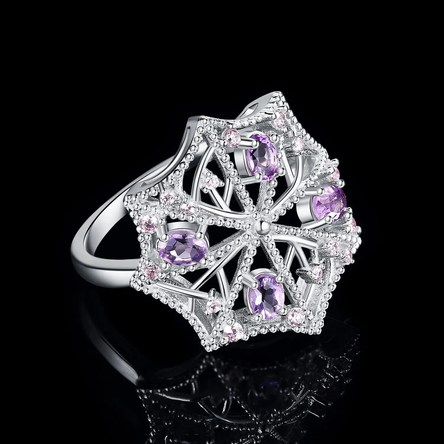 JewelryPalace Vintage anello farfalla ametista viola argento 925