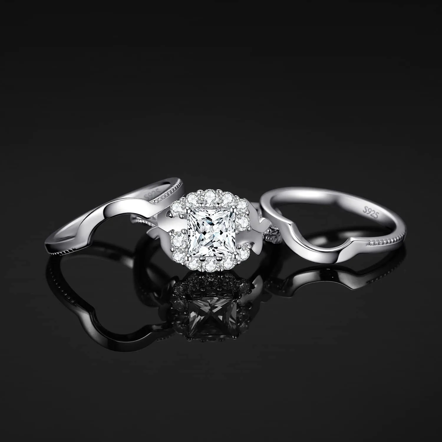 JewelryPalace Vintage Halo Anello Farfalla Argento Zirconia
