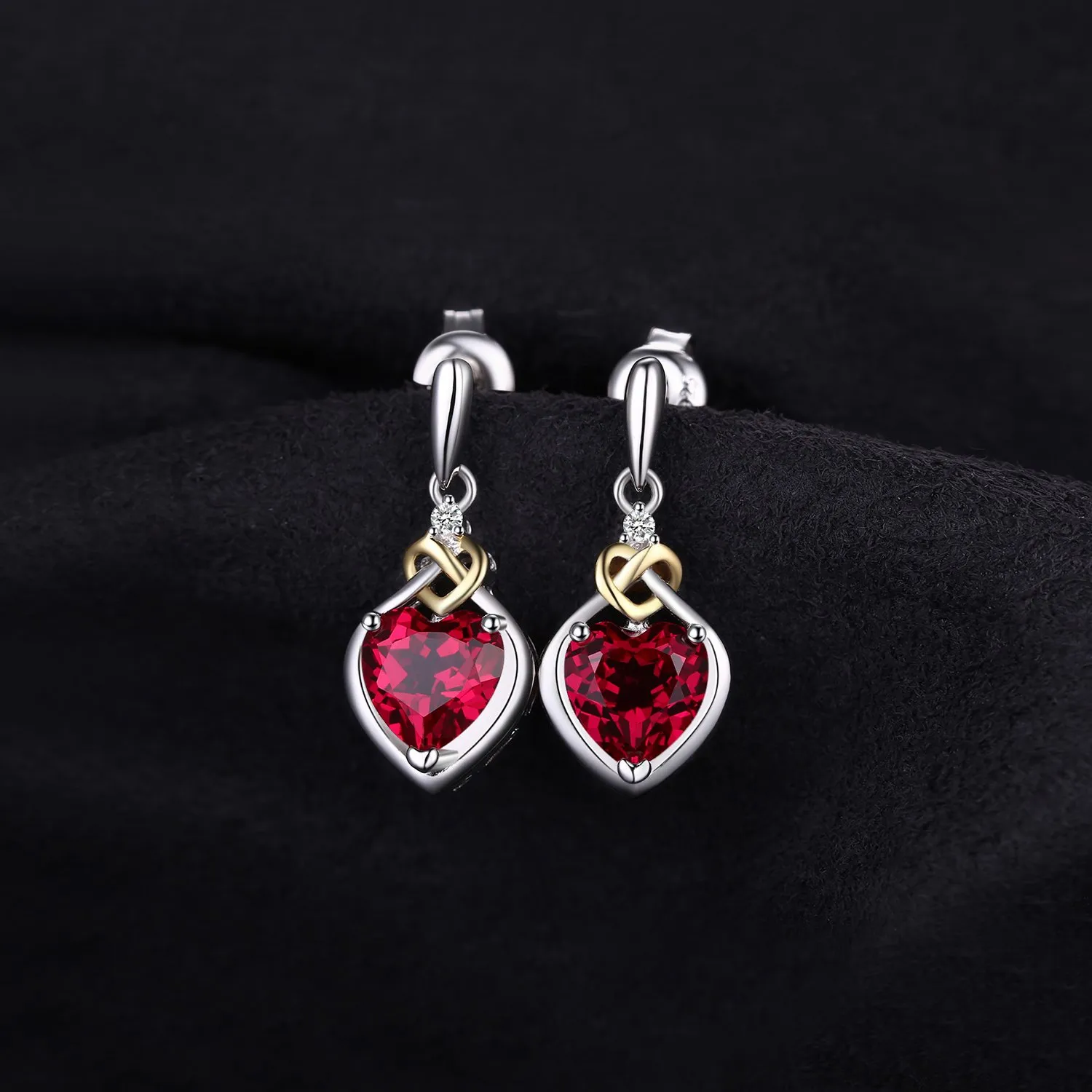 JewelryPalace Nodo d'Amore orecchini pendenti argento rubino