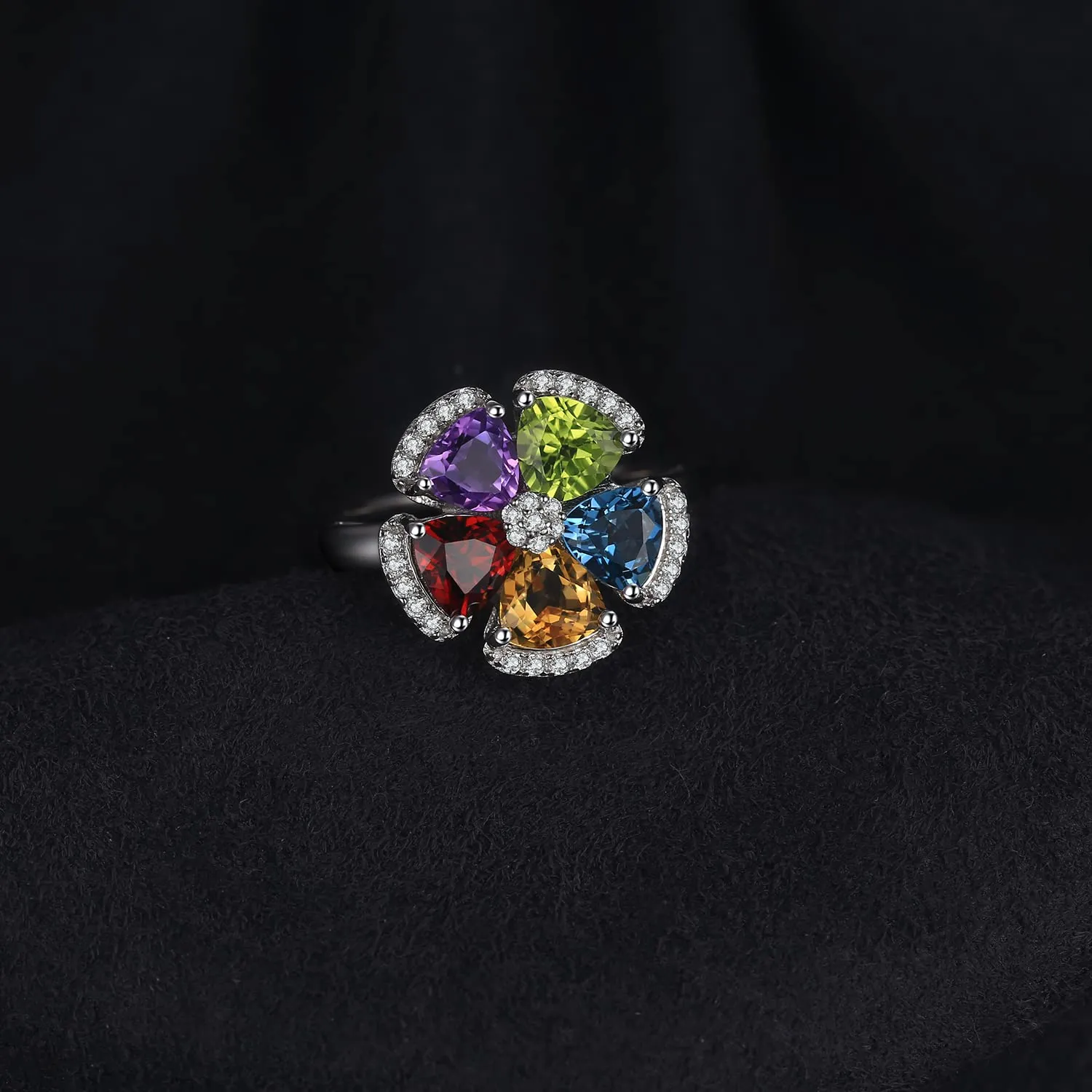 JewelryPalace Fiore Anello Regolabile Argento pietre naturali