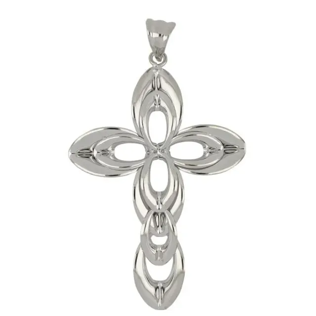 Gioielli Celiento Croce traforata ciondolo oro bianco 18 Kt donna