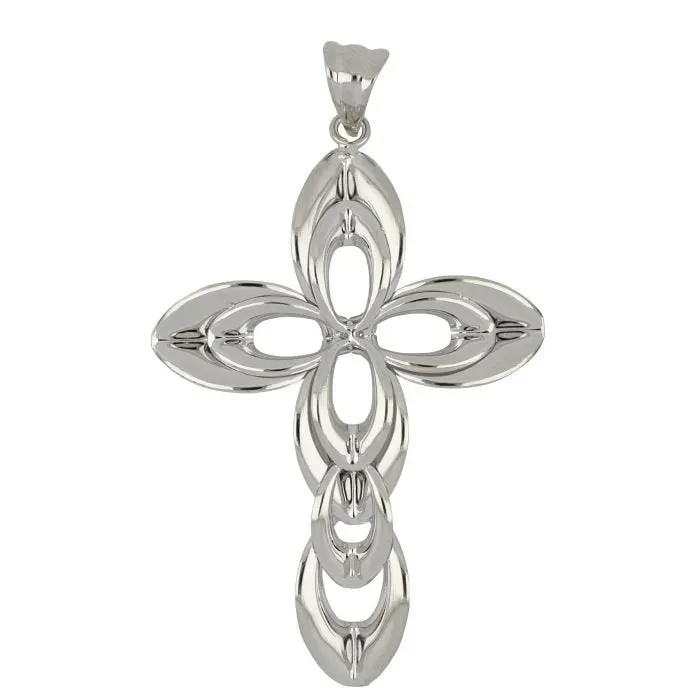 Gioielli Celiento Croce traforata ciondolo oro bianco 18 Kt donna