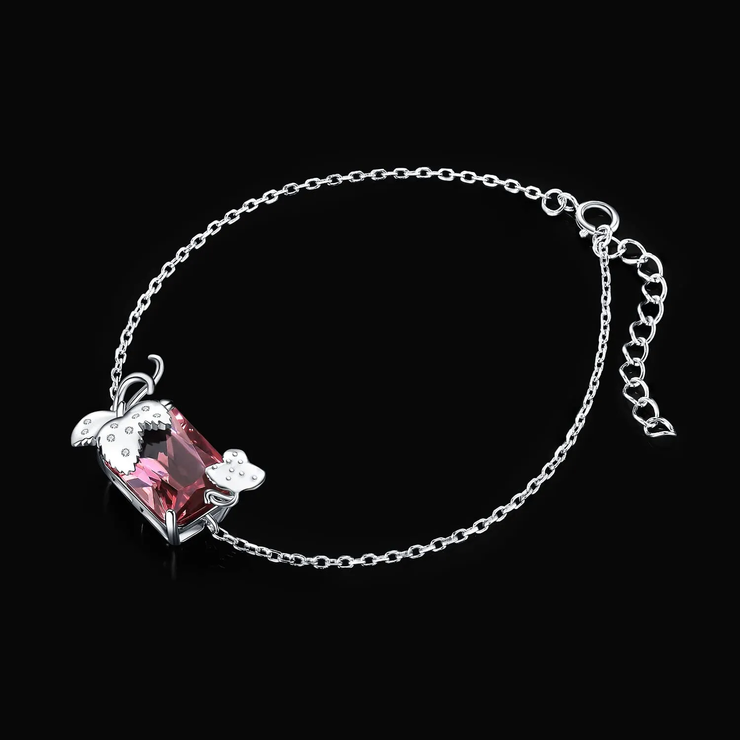 JewelryPalace Fragola 0.08ct bracciale argento zirconia rosa foglia