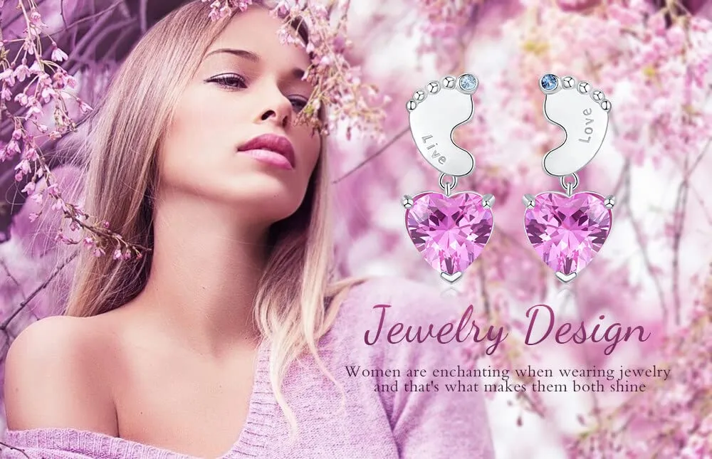 JewelryPalace Cuore 4.5ct Orecchini Argento Zaffiro Rosa