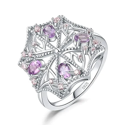 JewelryPalace Vintage anello farfalla ametista viola argento 925