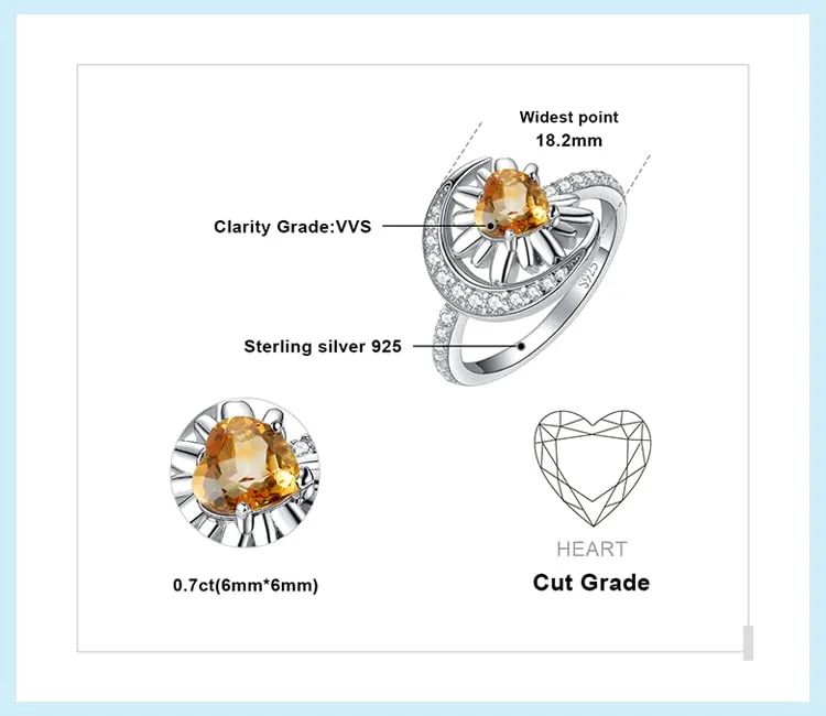 JewelryPalace Girasole anello argento 925 citrino arancione