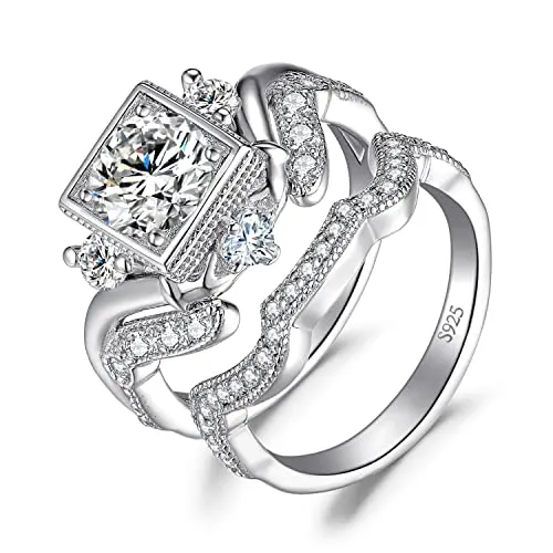 JewelryPalace Farfalla anello cuore argento 925 tre pietre zirconia