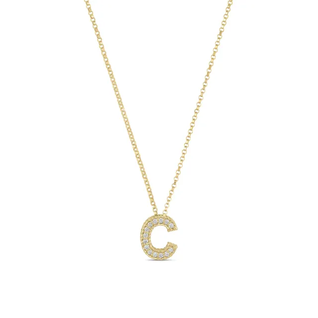 Roberto Coin Tiny Treasure collana oro giallo diamanti lettere