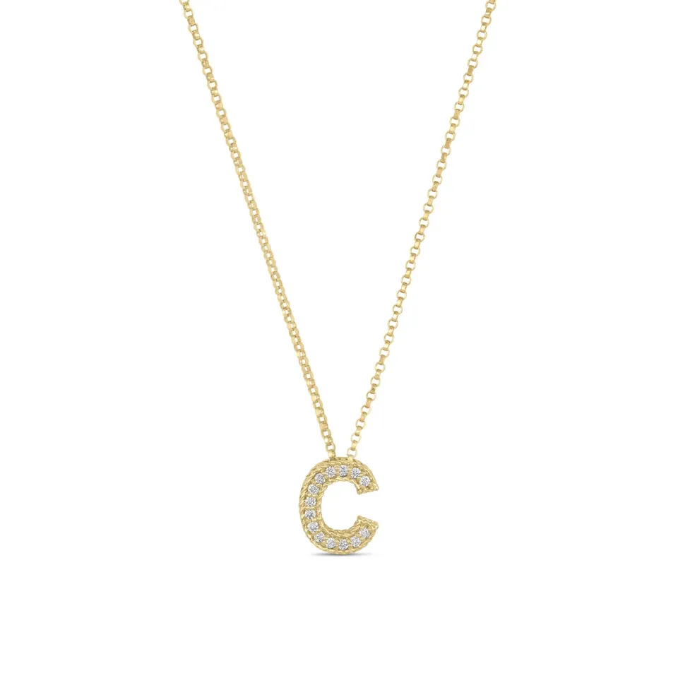 Roberto Coin Tiny Treasure collana oro giallo diamanti lettere