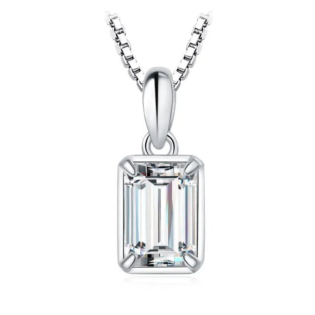 JewelryPalace Solitario Collana Argento 925 zirconia taglio smeraldo