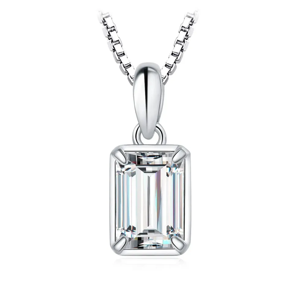 JewelryPalace Solitario Collana Argento 925 zirconia taglio smeraldo