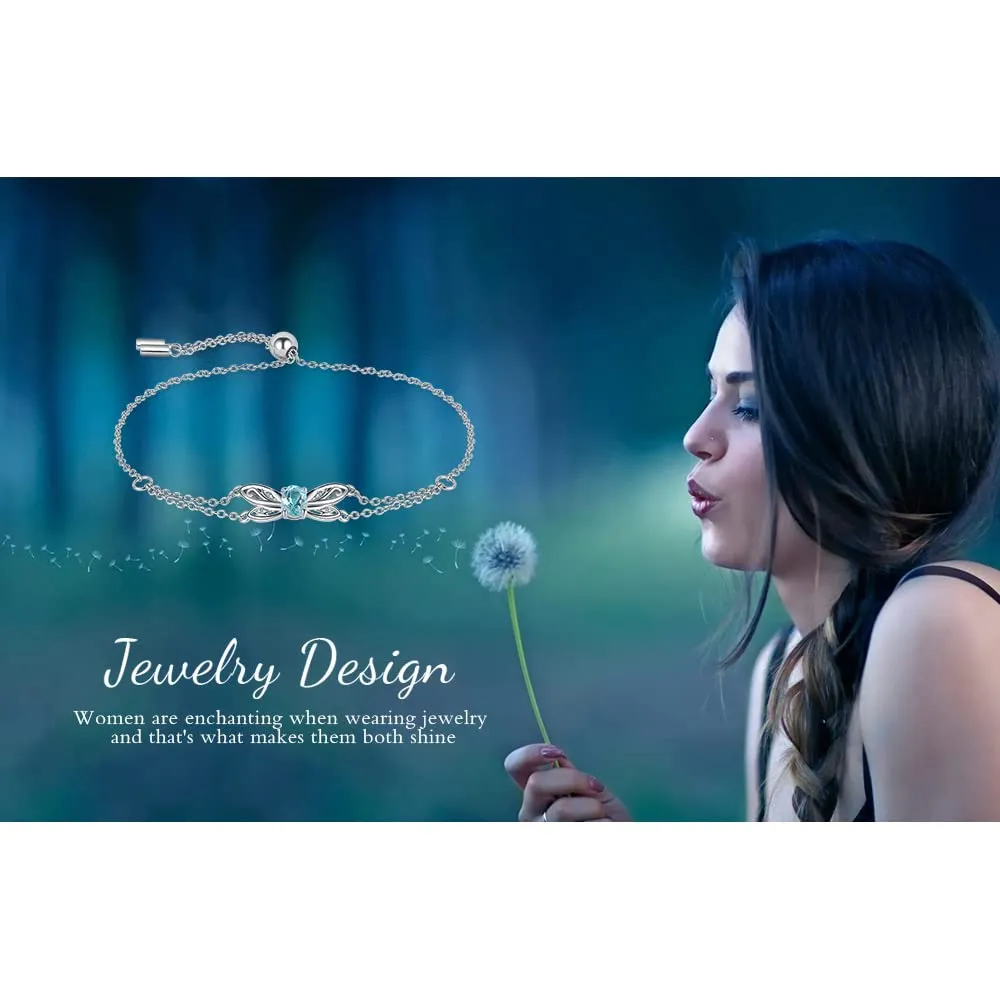 JewelryPalace Libellula bracciale argento 925 topazio azzurro