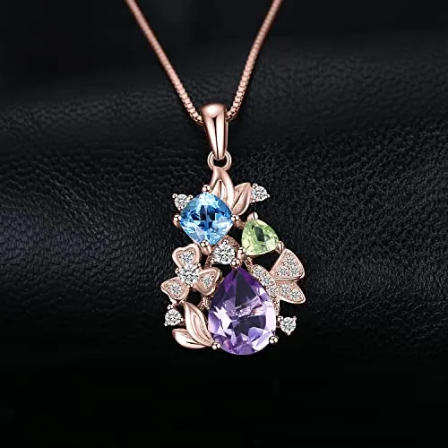 JewelryPalace Fiore Collana Argento 925 Tre Ori Pietre Naturali 45cm