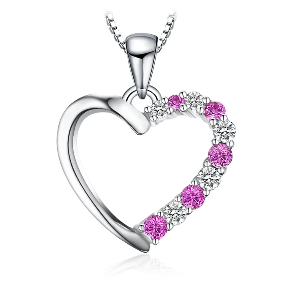 JewelryPalace Cuore collana oro rosa 45cm zaffiro rosa creato