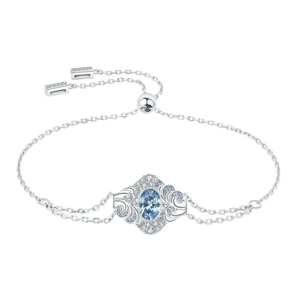 JewelryPalace Onda Mare 0.6ct bracciale argento zirconia azzurra