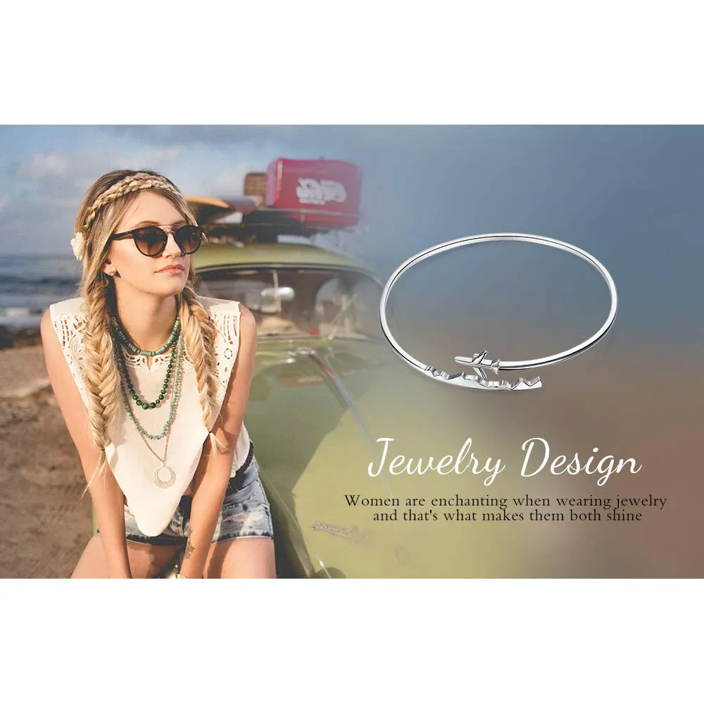 JewelryPalace Airplane bracciale argento 925 regolabile aperto