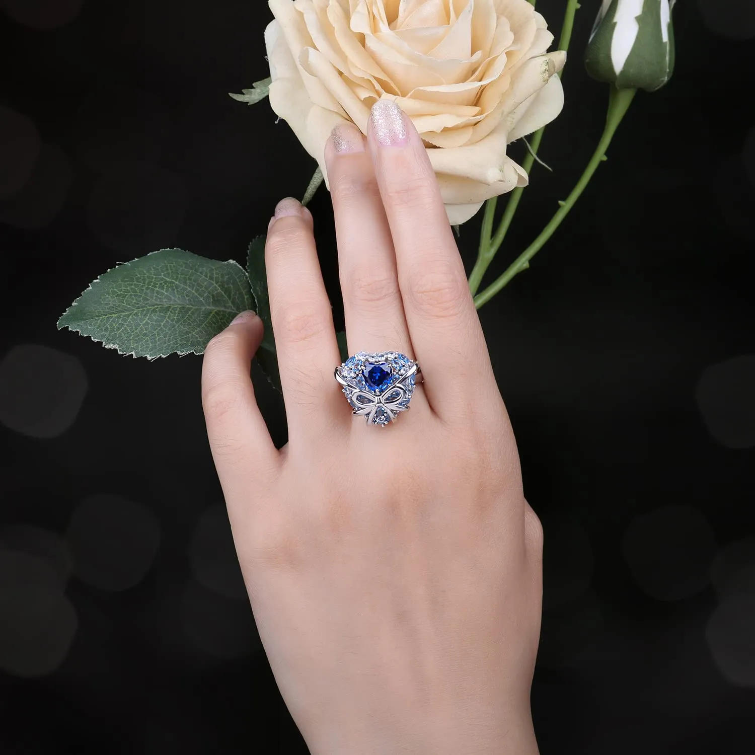 JewelryPalace Cuore 5ct anello zirconia blu argento