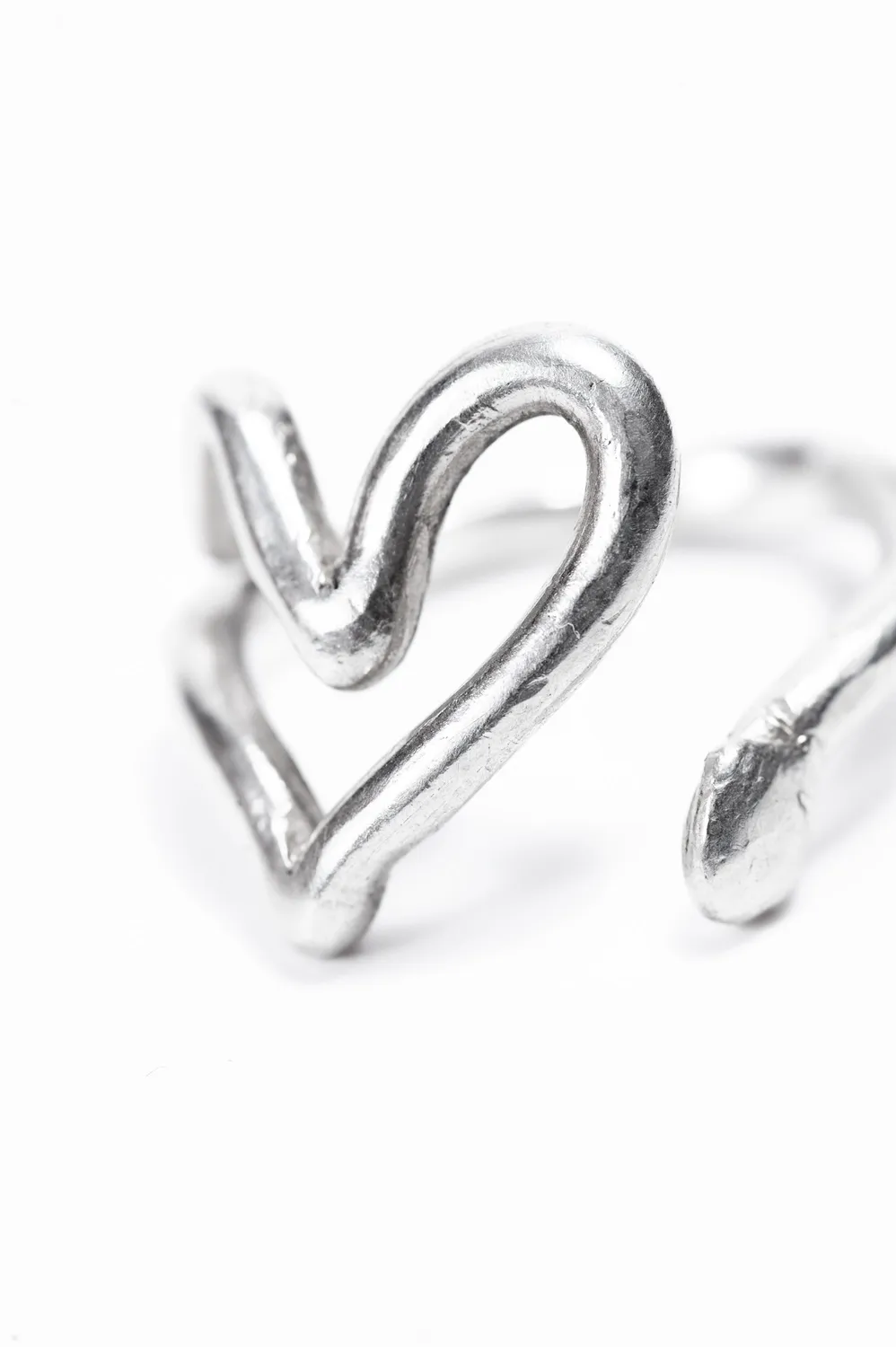Flor Rubaja Wave Cuore anello regolabile argento