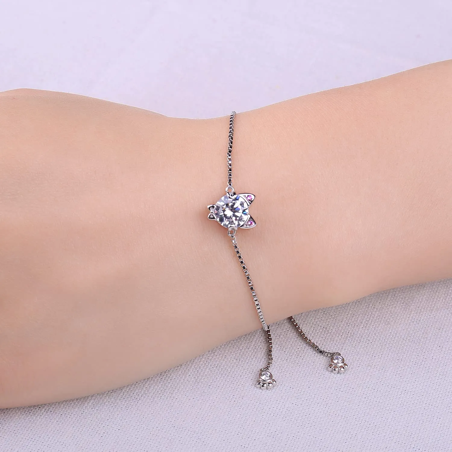 JewelryPalace 1.7ct Gatto bracciale argento 925 zirconia rosa