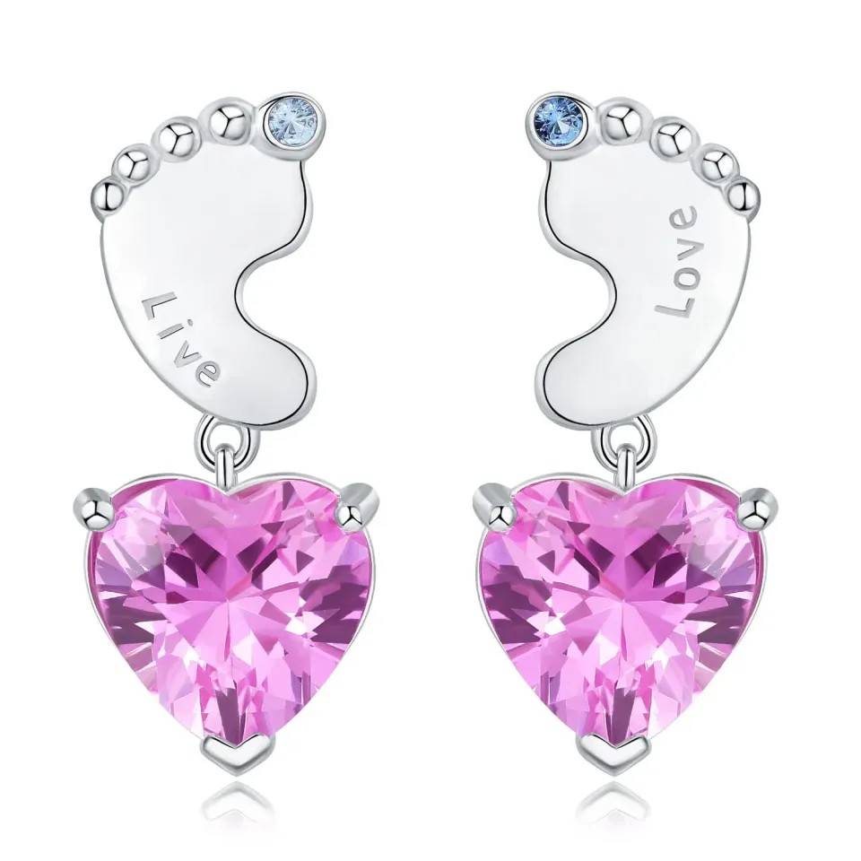 JewelryPalace Cuore 4.5ct Orecchini Argento Zaffiro Rosa