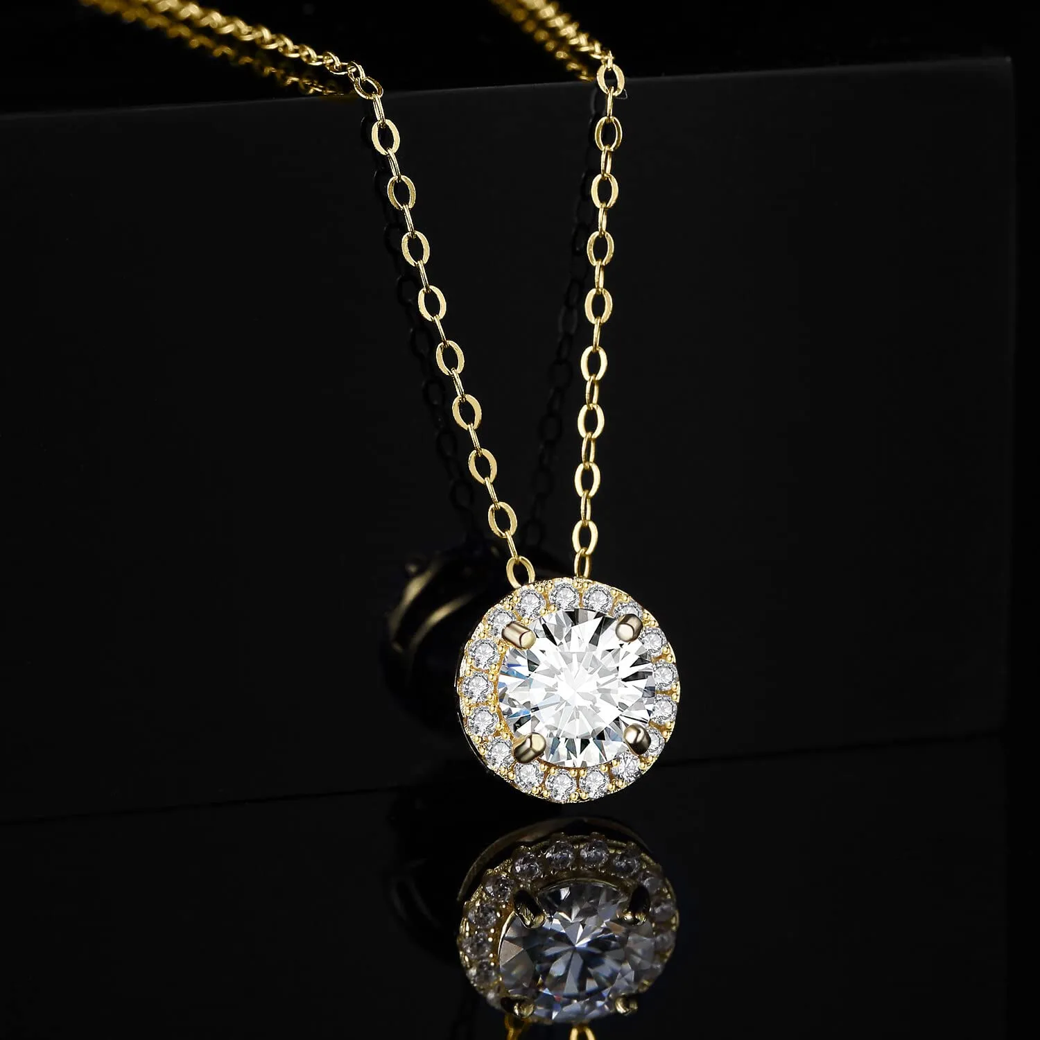 JewelryPalace 1ct Halo collana argento moissanite oro