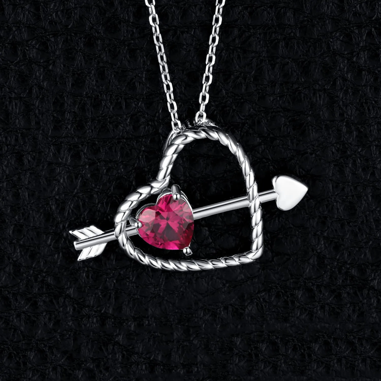JewelryPalace Cuore 1ct collana argento 925 zirconia rossa