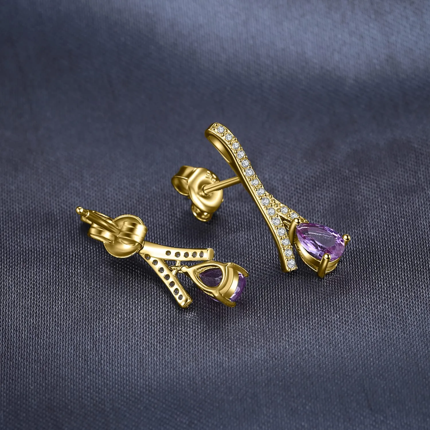 JewelryPalace orecchini pendenti argento 925 viola pera