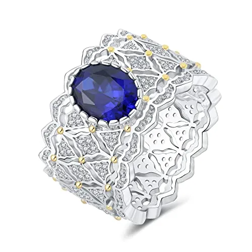 JewelryPalace Vintage 2.4ct Anello Solitario Zaffiro Blu