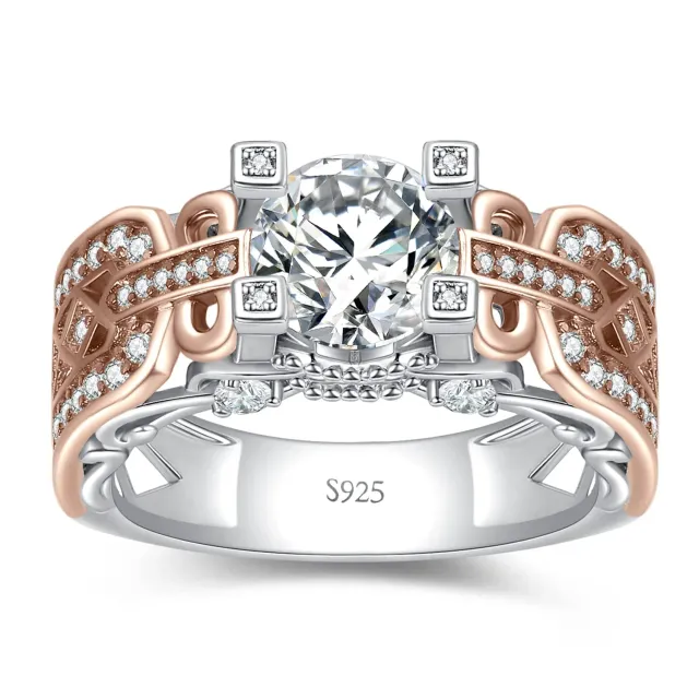 JewelryPalace Infinito anello fidanzamento argento zirconia oro rosa