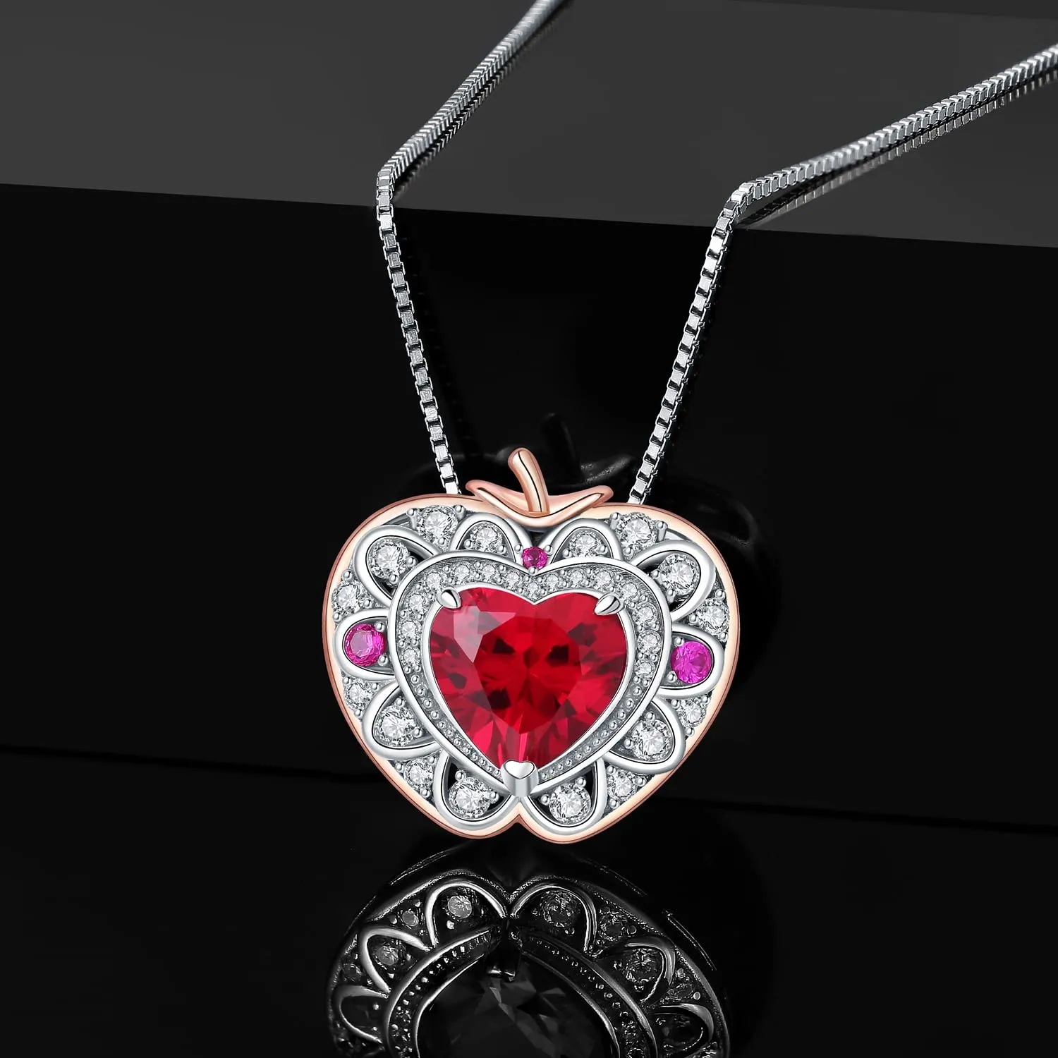 JewelryPalace Mela 1ct Collana Oro Rosa Rubino Cuore 45cm