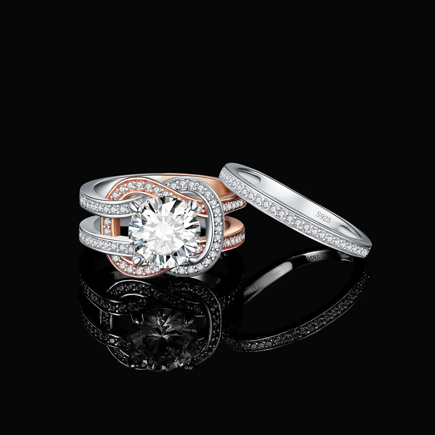JewelryPalace Classico 3ct Anello Solitario Argento Oro Rosa