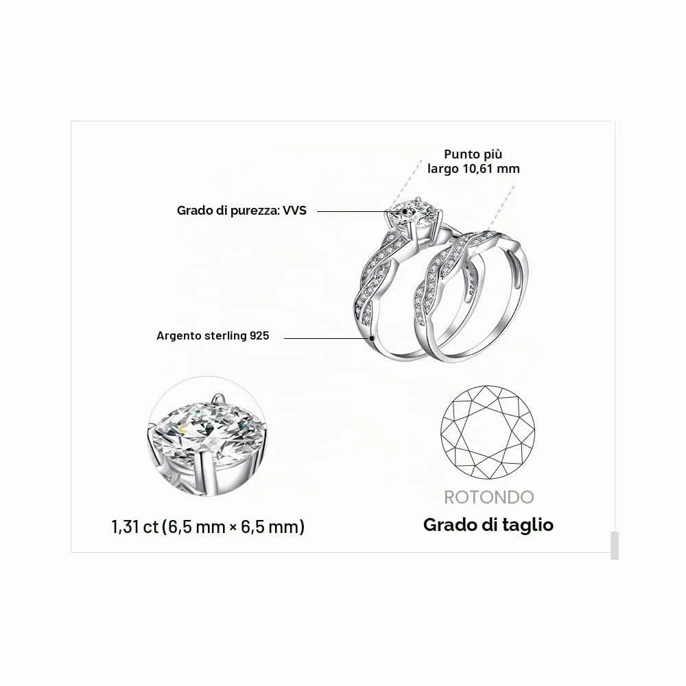 JewelryPalace Infinito Nodo Fede Argento Diamante 1.5ct