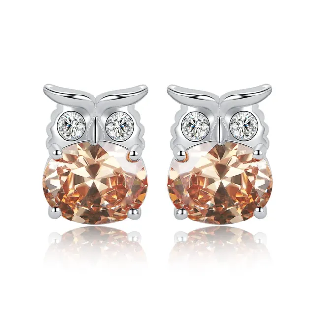 JewelryPalace Gufo orecchini argento zirconia gialla