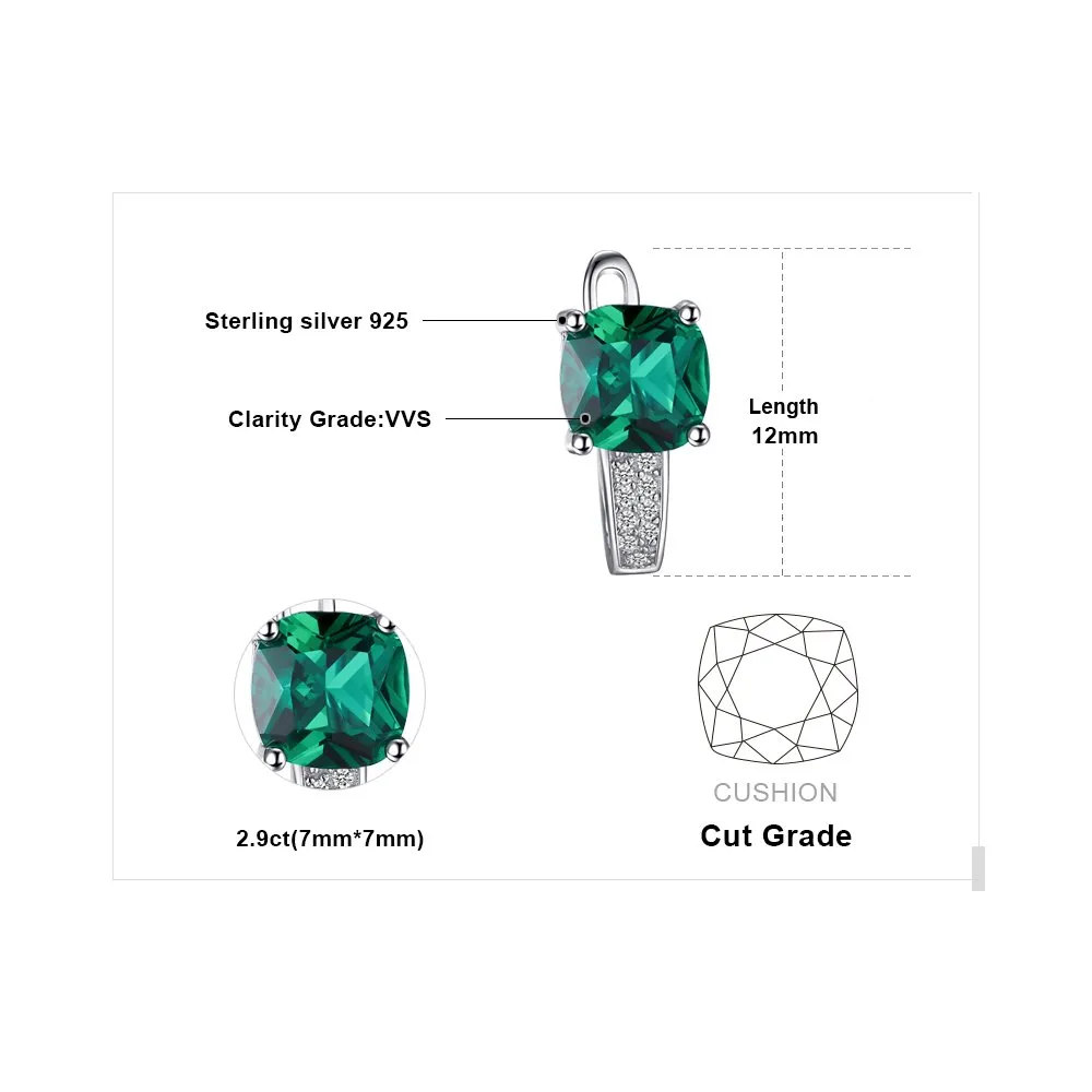 JewelryPalace 3.1ct Smeraldo Orecchini Cerchio Argento