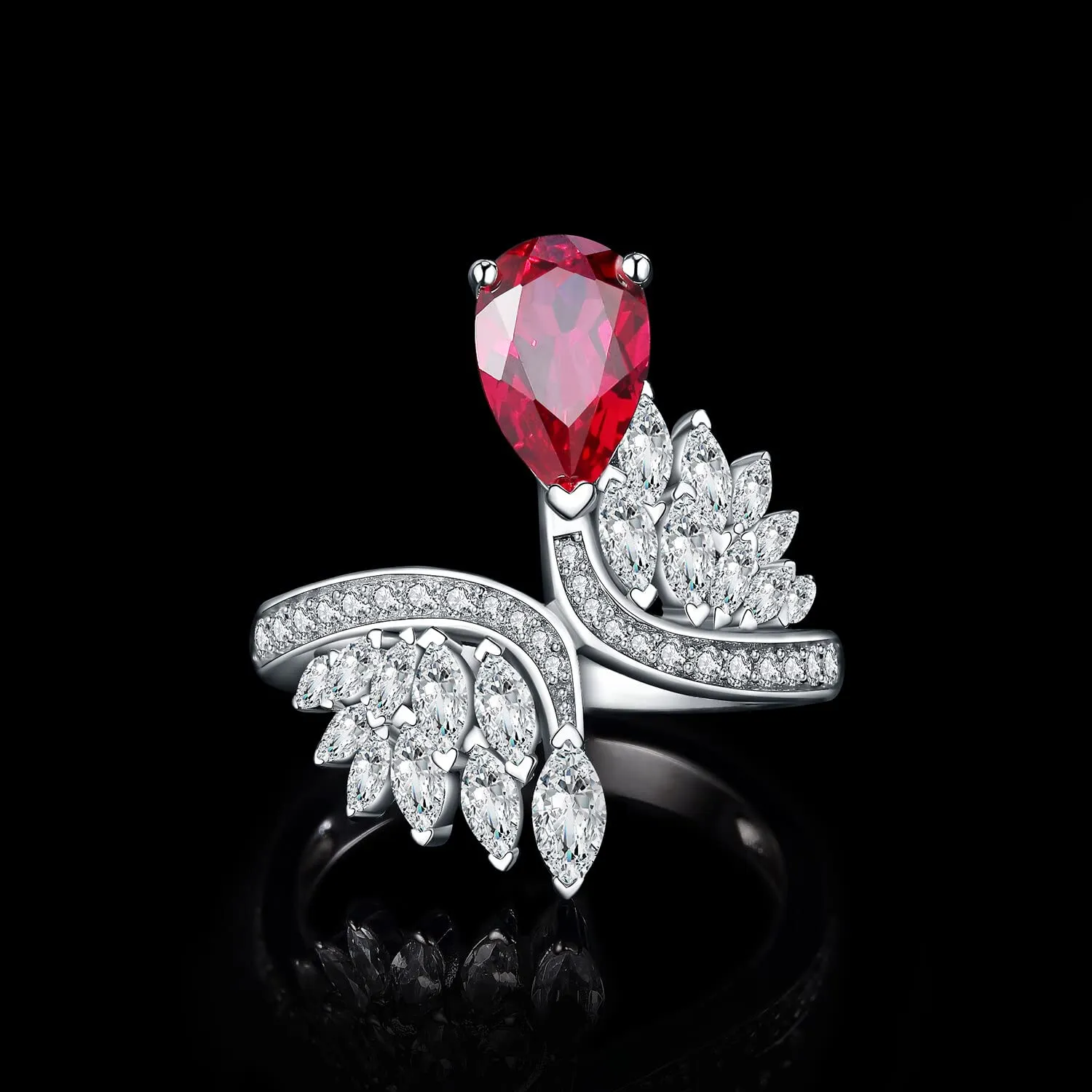 JewelryPalace Art Deco anello rubino rosso marquise