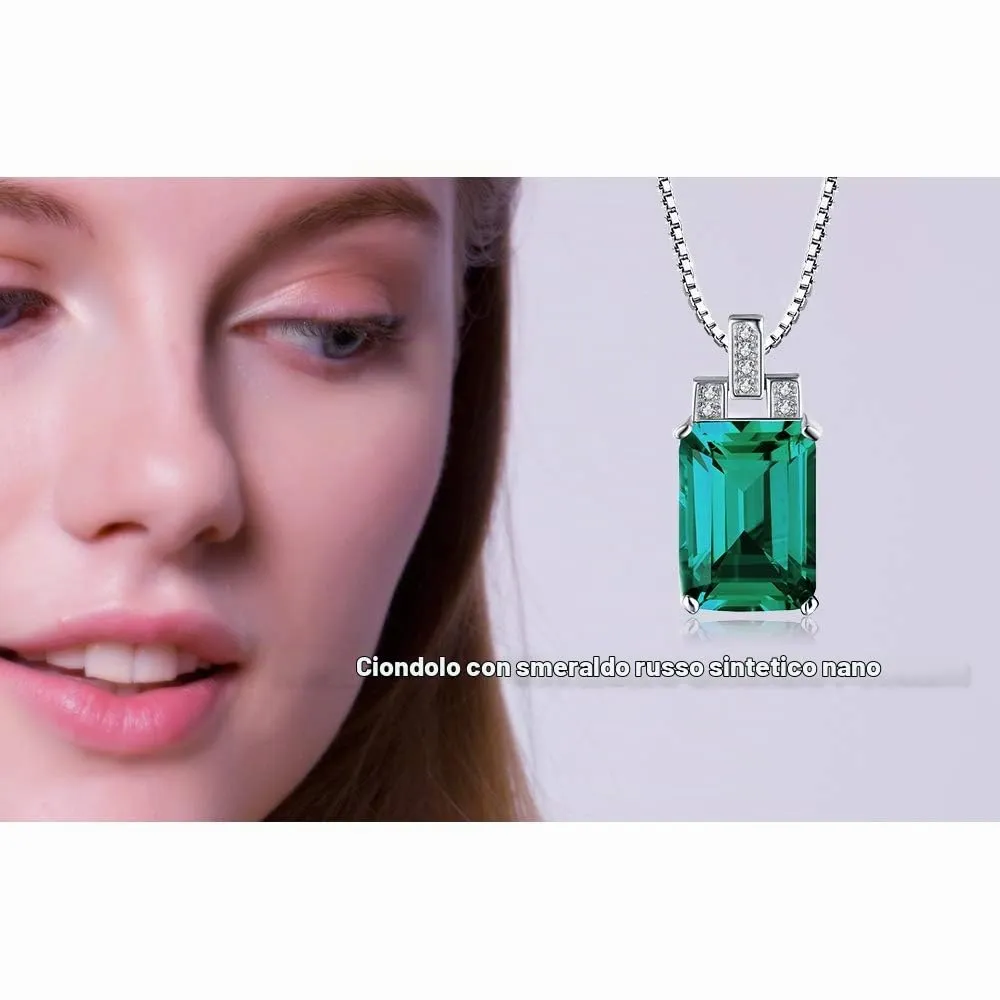 JewelryPalace 6ct Smeraldo Collana Argento 45cm Taglio Smeraldo